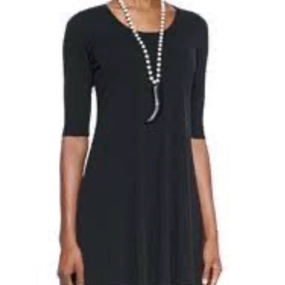 Eileen Fisher Black Dress or Long Tunic to wear with leggings with Scoop Neck